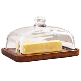 XTTAP butter dish with glass lid on countertop keeps butter soft and fresh.