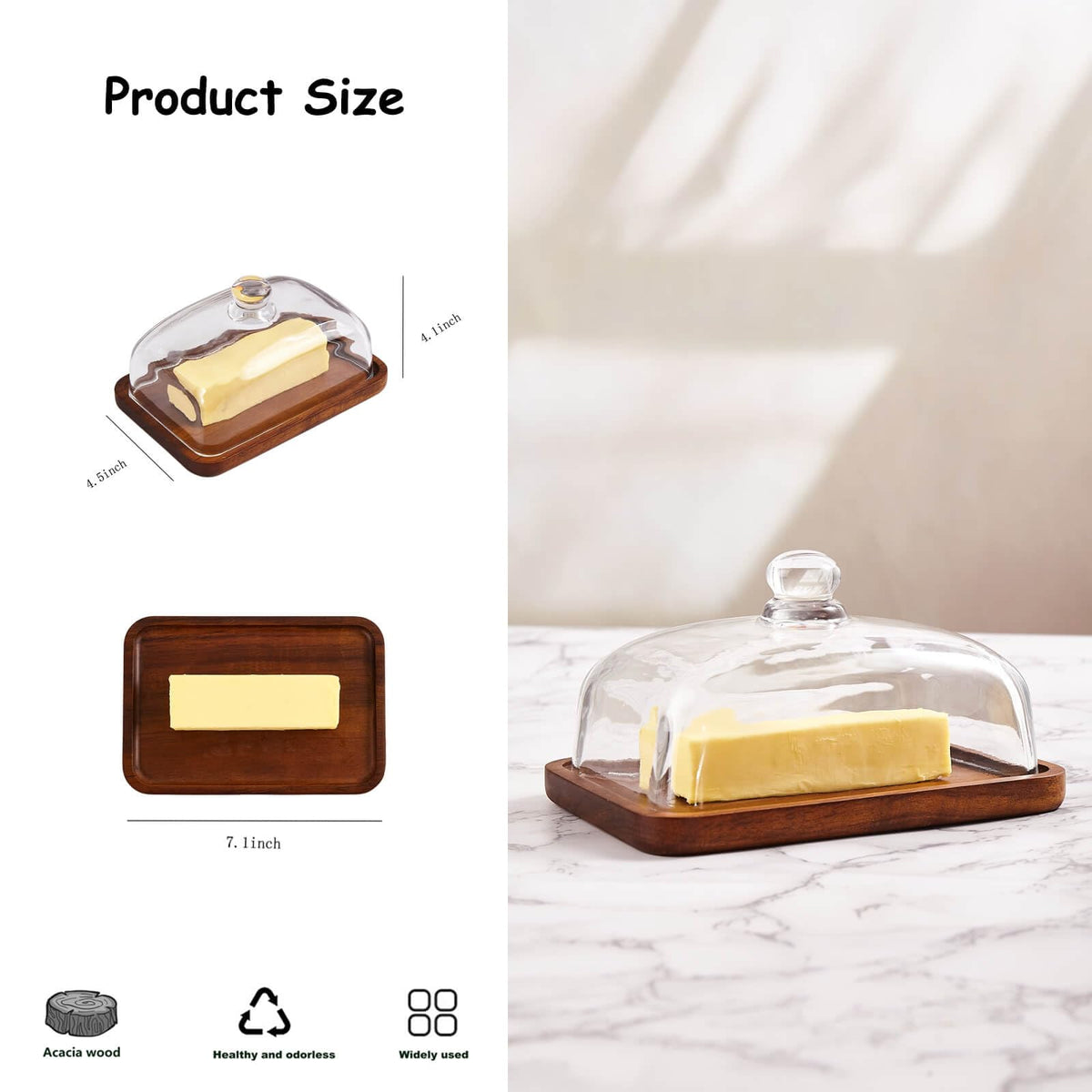 XTTAP butter dish with ample space for two sticks.