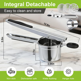 Xtujcya 3 disc ricer with large basket for fluffy, lump free mash