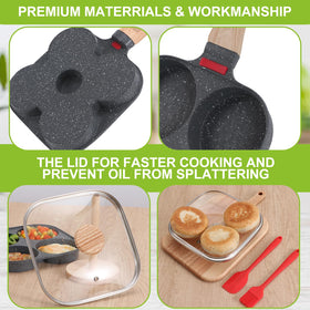Xtujcya egg pan with bakelite handle for safe, comfortable grip.