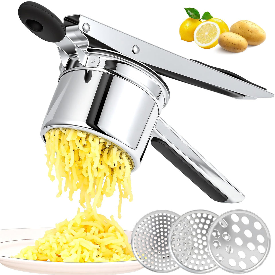 Xtujcya potato ricer with stainless steel handle for easy, smooth mashing