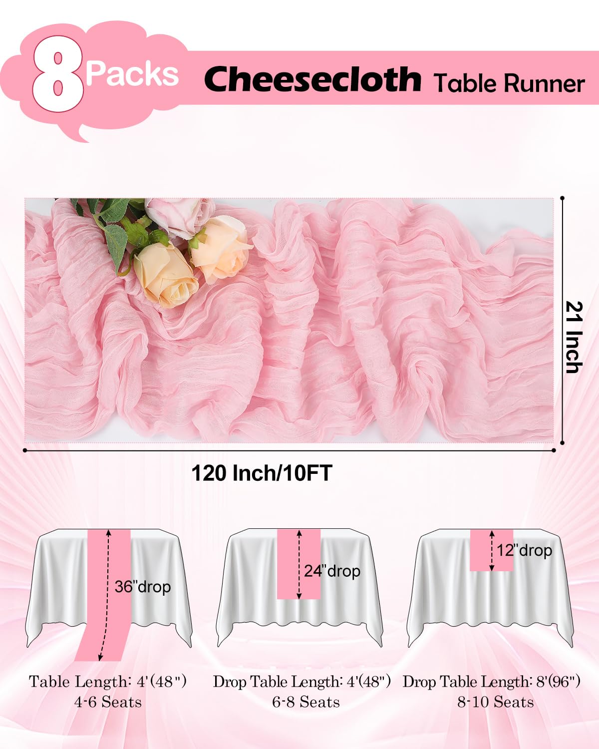 Xuehua pink cheesecloth runner showing boho chic folds and texture