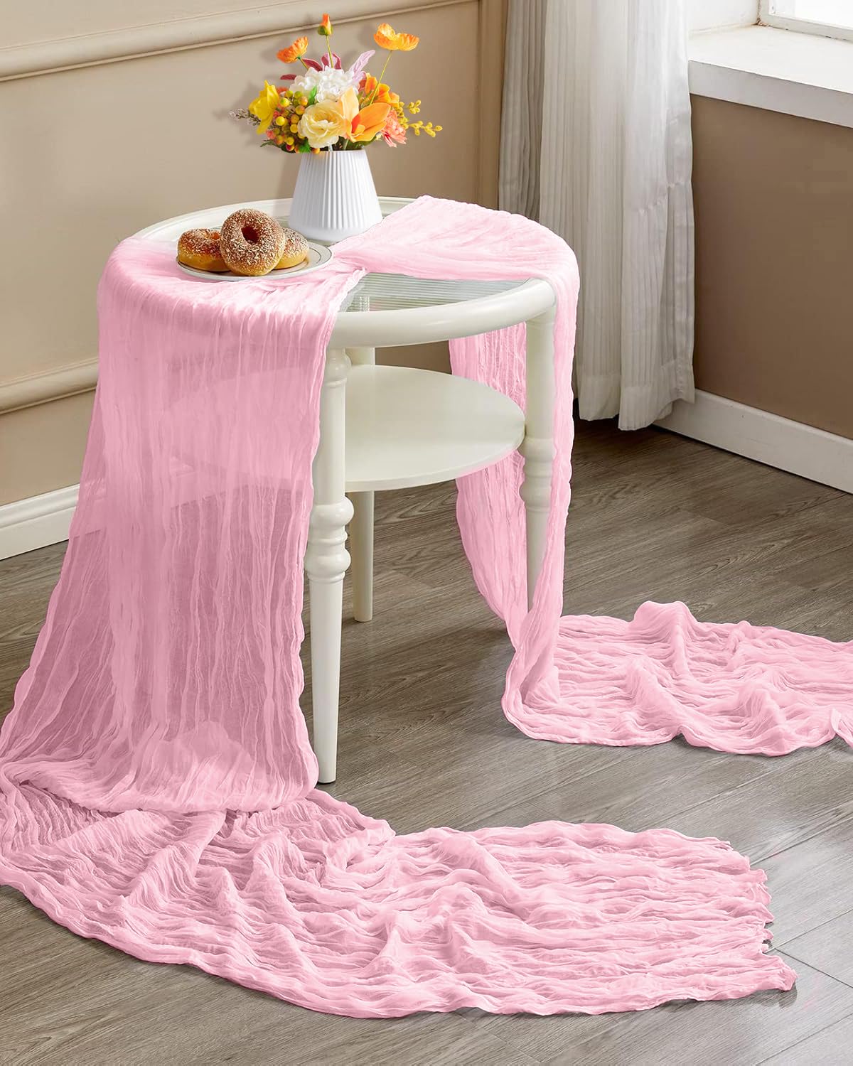 Xuehua pink cheesecloth runner care in bag for gentle washing
