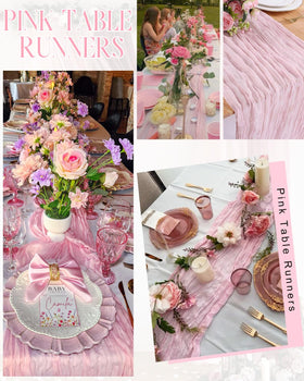 Xuehua eight-pack pink cheesecloth runners stored flat for reuse