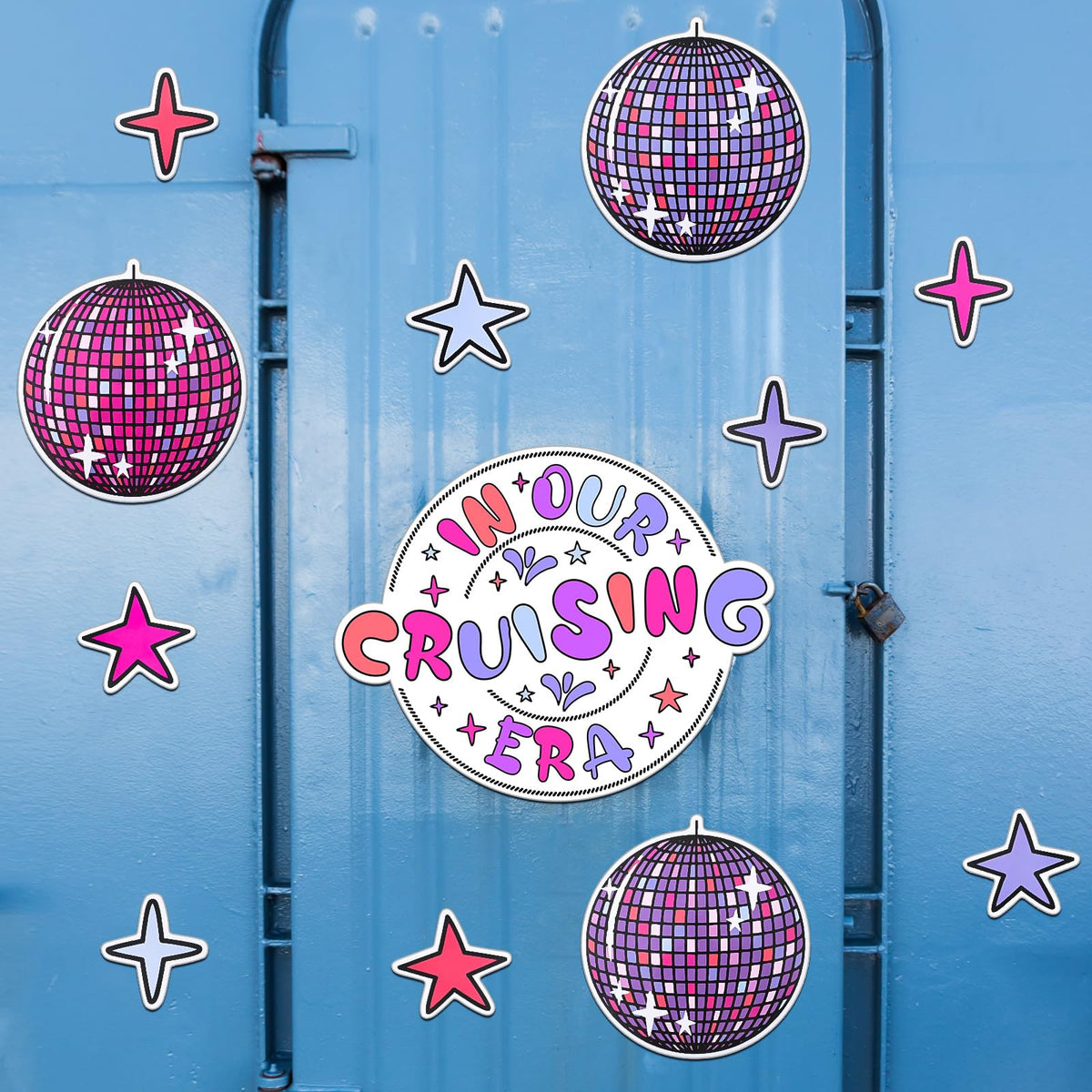 Xuhal cruise-era 6-inch disco ball magnet shimmering on metal surface