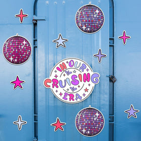 Xuhal cruise-era 6-inch disco ball magnet shimmering on metal surface