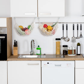 Xuhal hanging fruit basket boho lace adds rustic charm to kitchen décor