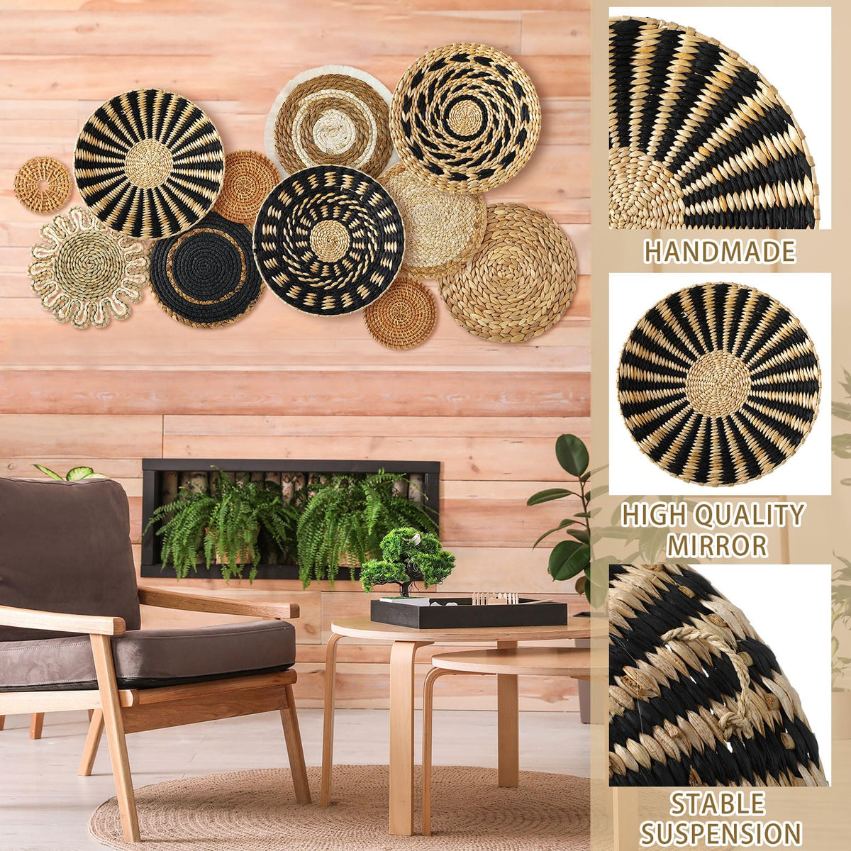 Xuhal round boho basket as placemat alternative for tables