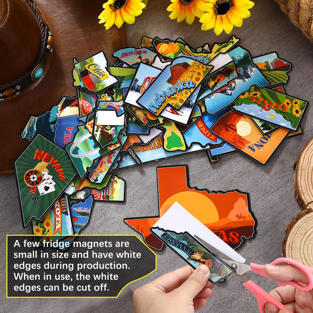 Xuhal USA map magnets closeup with vivid state shapes for display