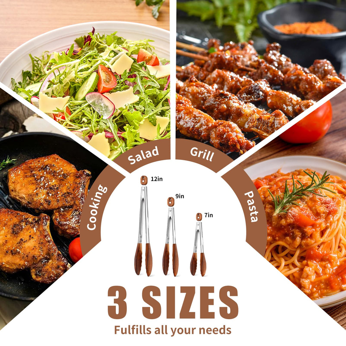 XUJKK wooden tongs with pull-lock for secure, easy locking and storage
