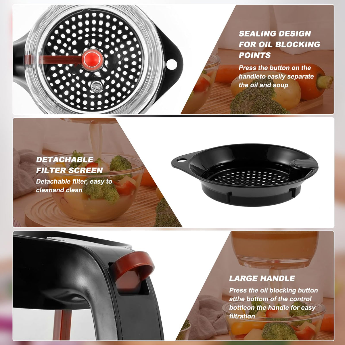 Xulingqingqu fat separator side measurements help portion gravy accurately.