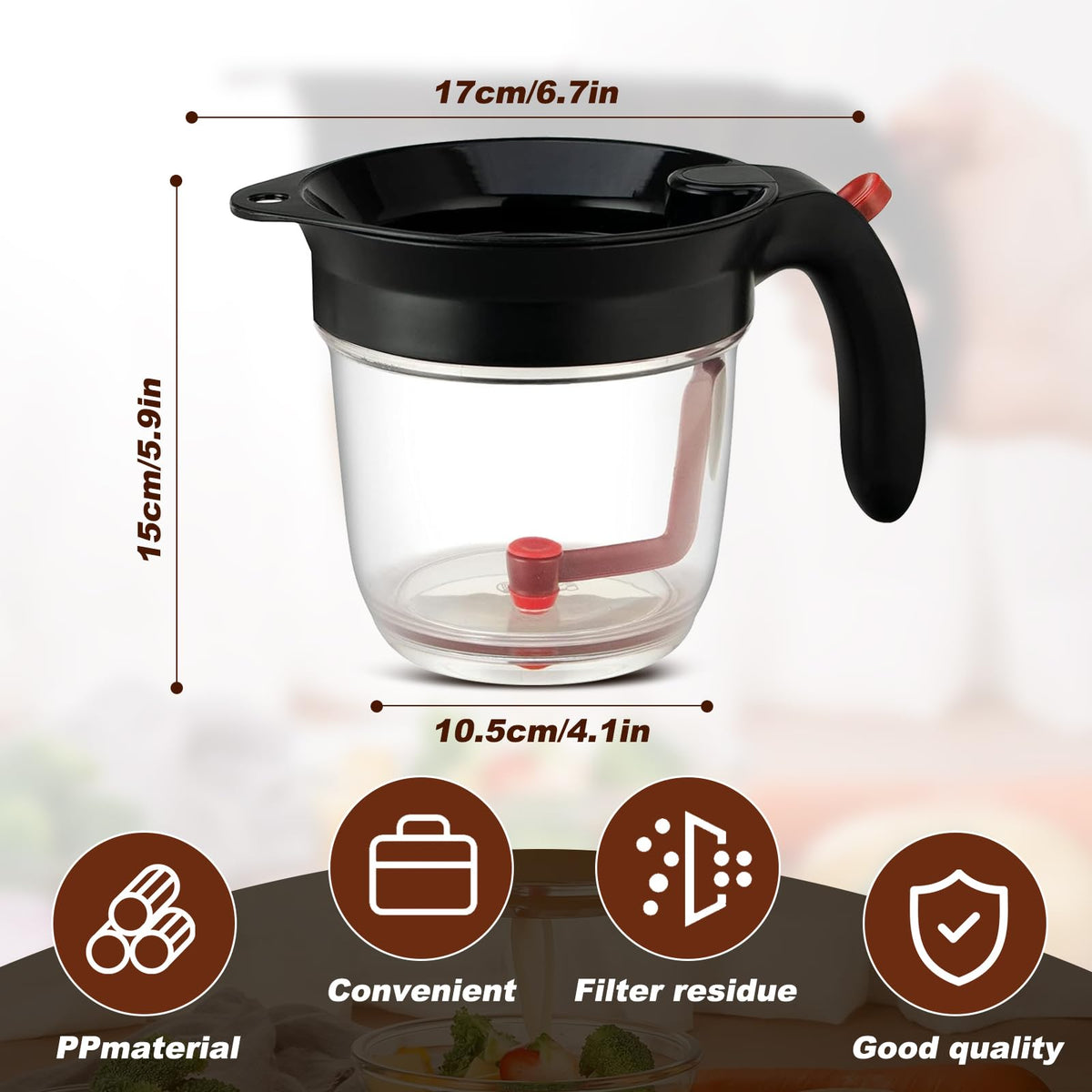 Xulingqingqu fat separator silicone drip plug enables clean bottom release.