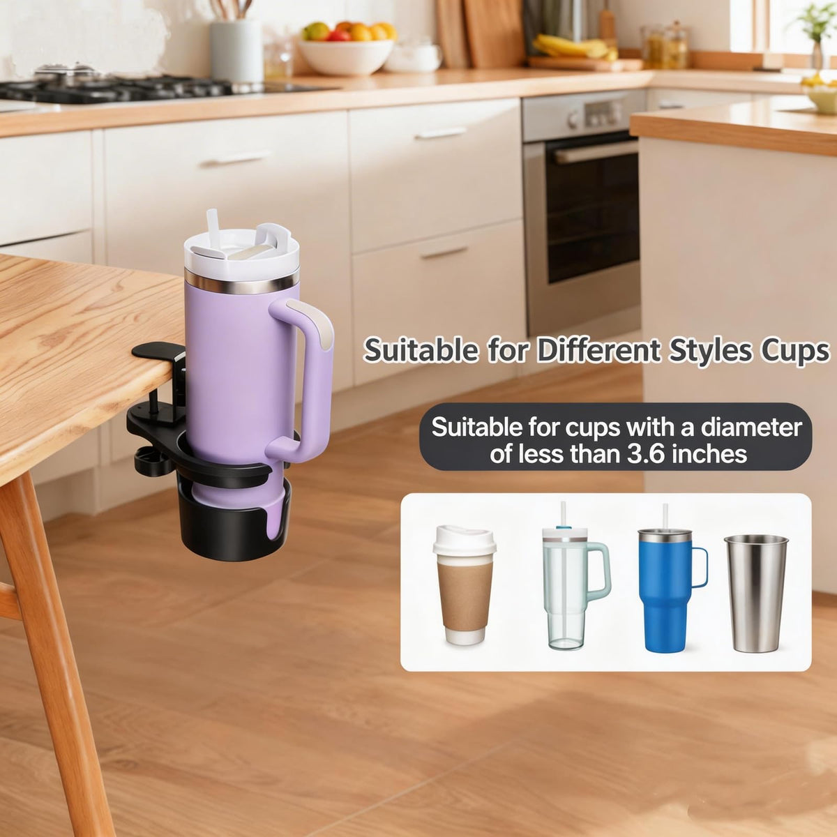 XULIONTS U-slot cup holder fits cups with or without handles