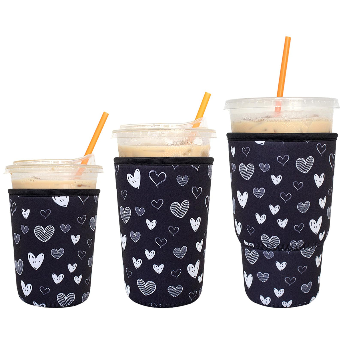 Xumbtvs 3-pack iced coffee sleeves, front view, stops condensation for a dry grip