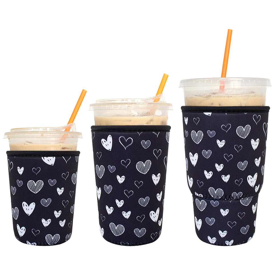 Xumbtvs 3-pack iced coffee sleeves, front view, stops condensation for a dry grip