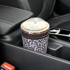Xumbtvs leopard print large sleeve accommodates 32 oz cups while keeping beverages cold.