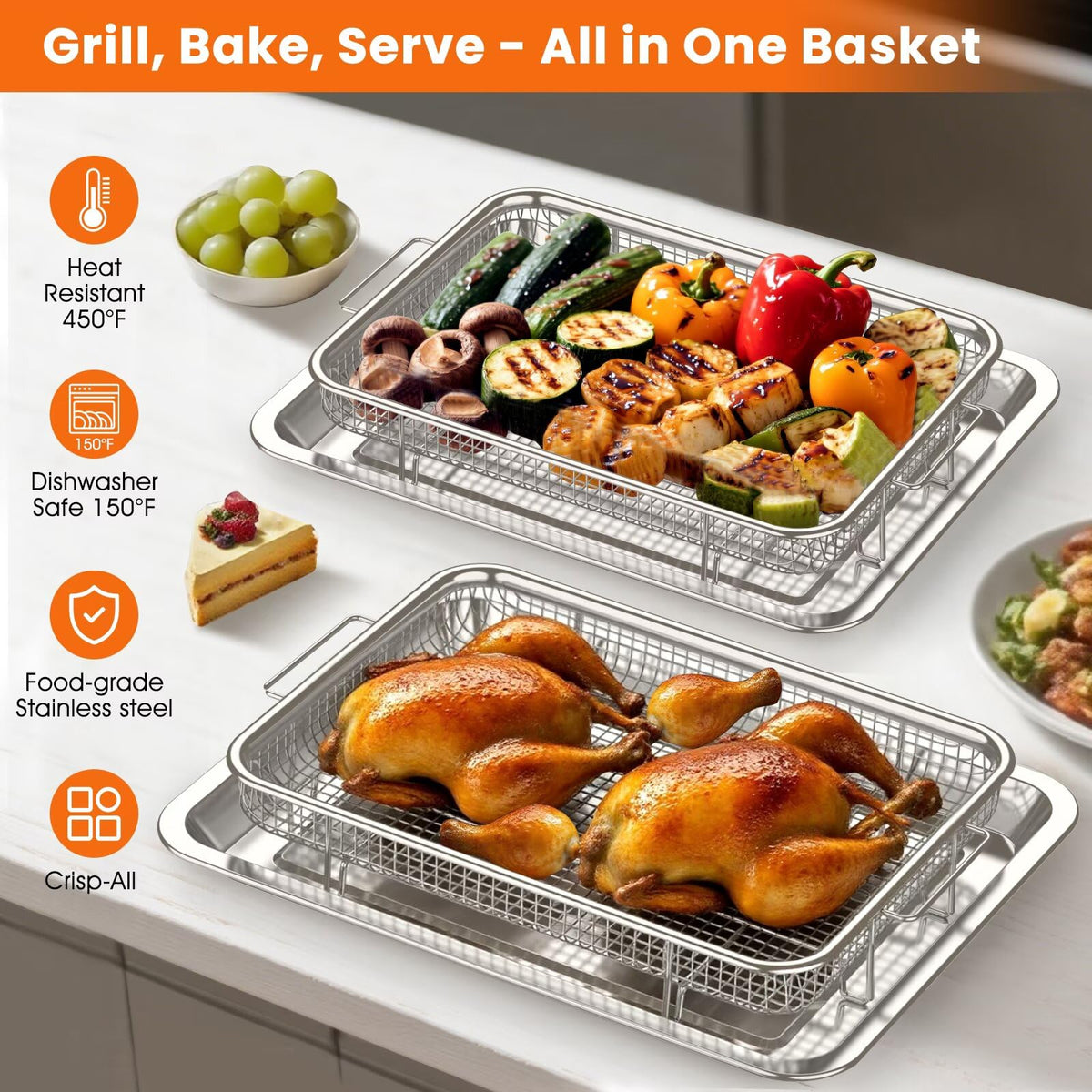 Xumilas versatile oven pans support air frying, baking, roasting, and more.