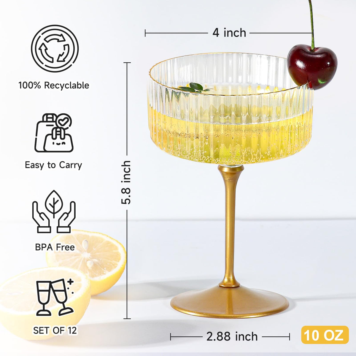 XUWAIDSGN 12-piece plastic mimosa glasses, durable and portable for picnics or parties.