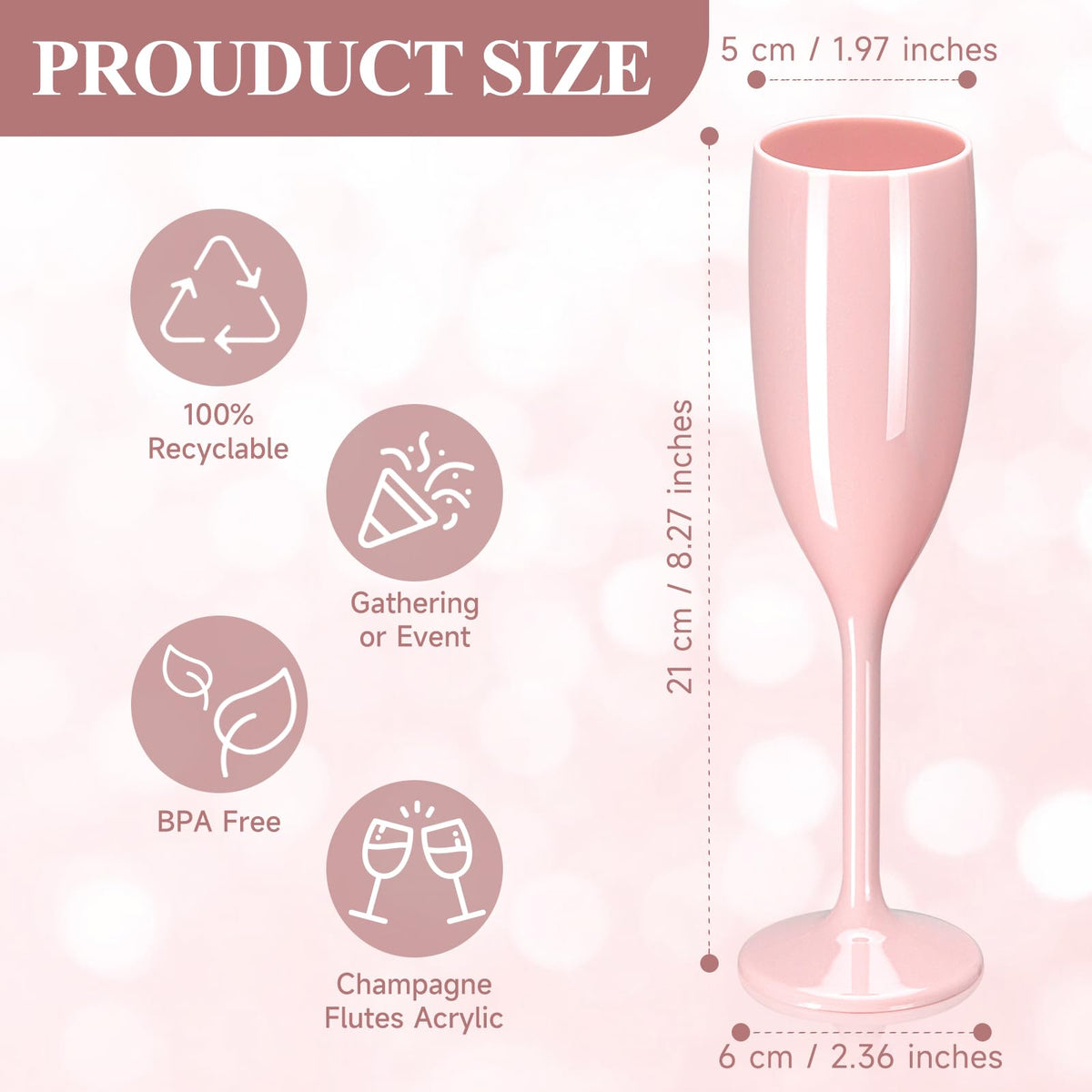 XUWAIDSGN acrylic champagne glass closeup, glasslike clarity and durability.