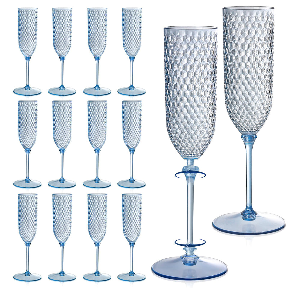 XUWAIDSGN blue detachable-stem champagne flutes; easy cleaning and storage