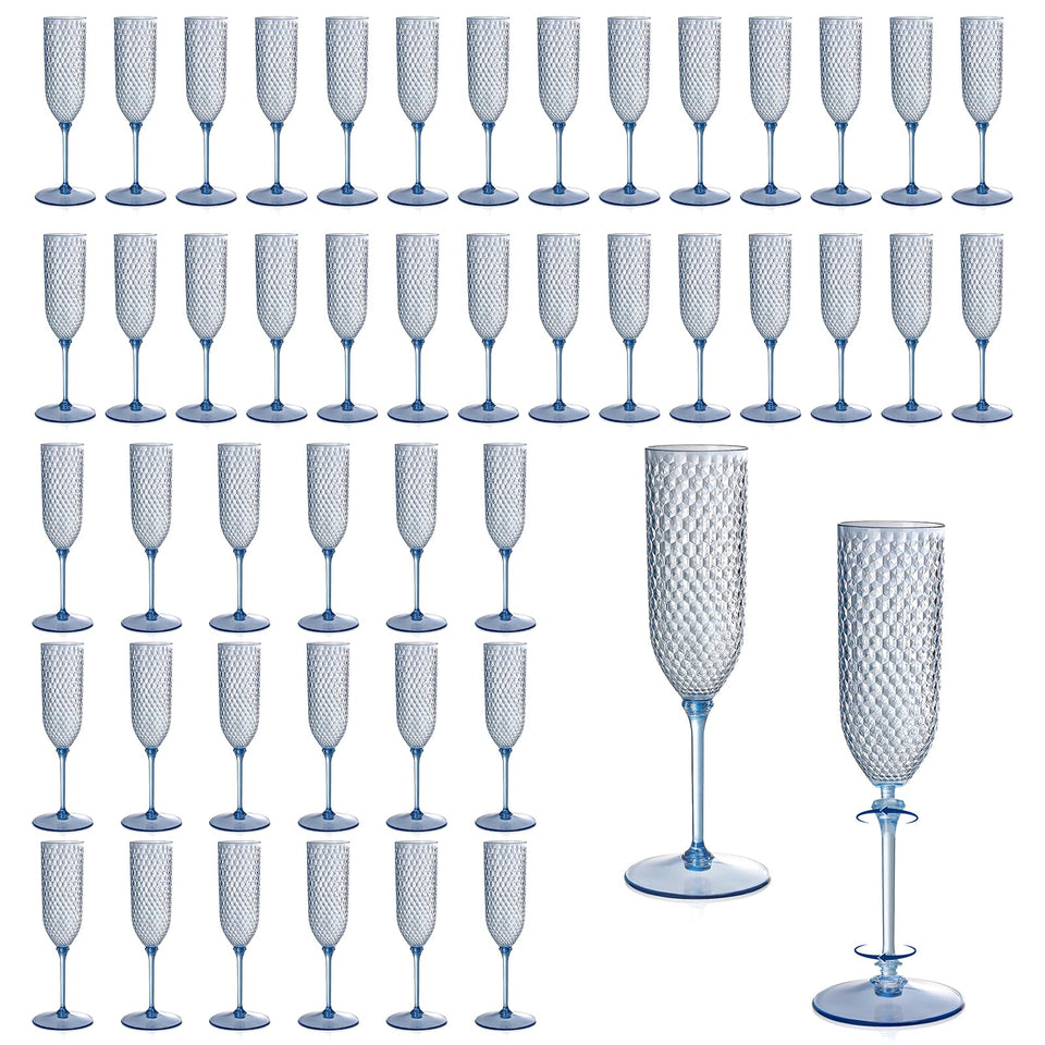 XUWAIDSGN blue detachable stemware champagne flutes with 5.5 oz capacity for easy serving.