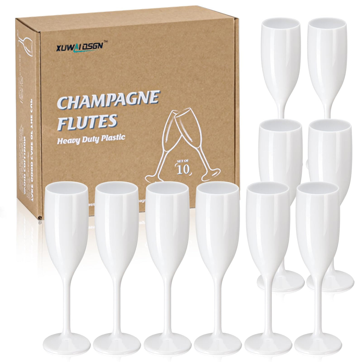 XUWAIDSGN champagne flute clear plastic with slender handle for elegant toasts.
