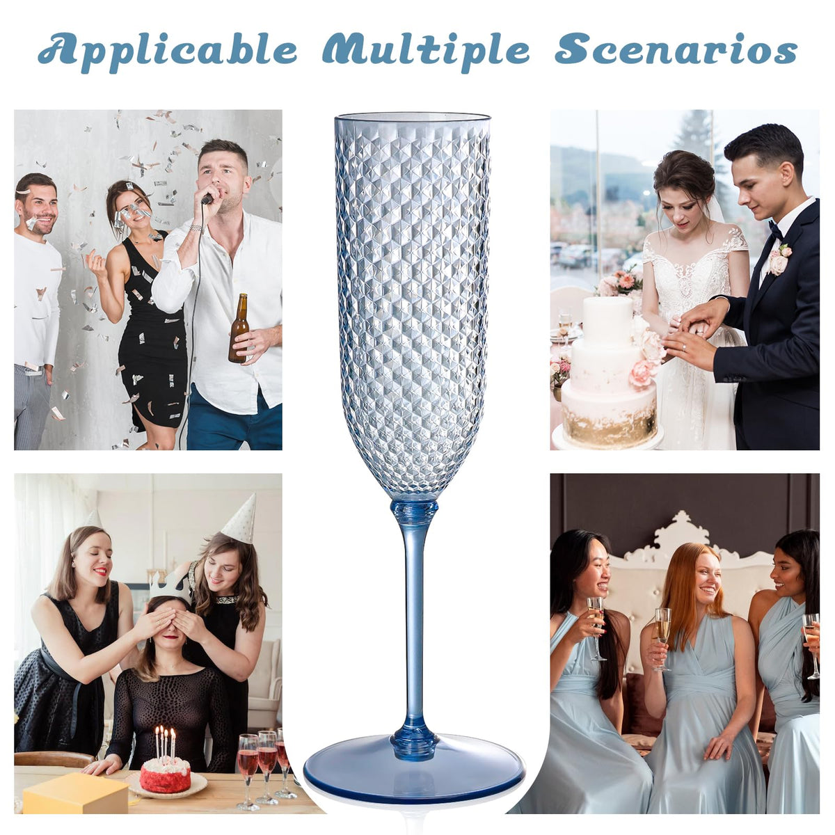 XUWAIDSGN durable, reusable plastic flutes for everyday celebrations.
