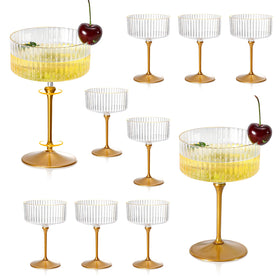 XUWAIDSGN pink martini glass with gilded rim, 9 oz, perfect for elegant celebrations.
