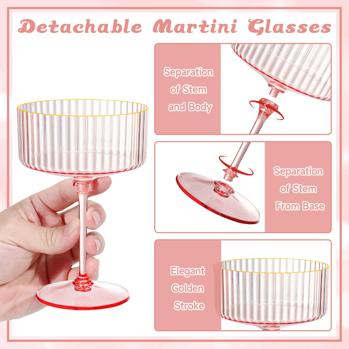 XUWAIDSGN ribbed pink acrylic glasses add modern charm to outdoor events