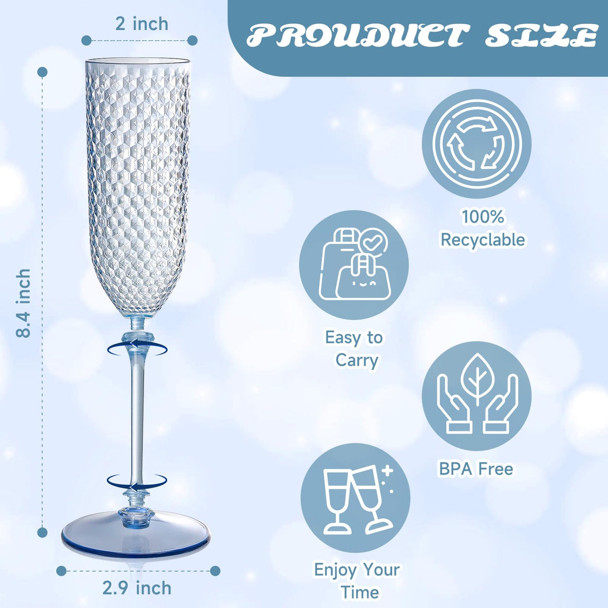 XUWAIDSGN unbreakable plastic mimosa glasses with stemmed look for safe parties.