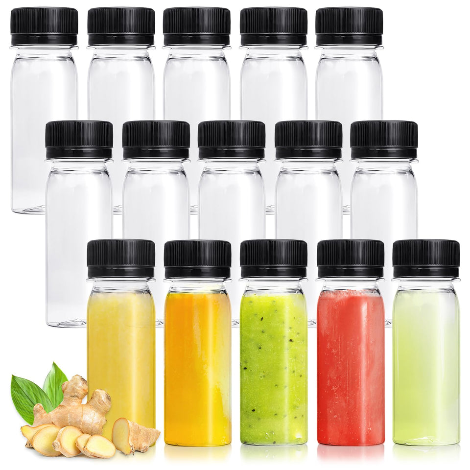 Xuyyicao 2oz bottle set with lids, travel-ready for beverages.