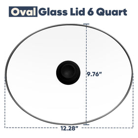 XwaYexa oval glass lid with black heat-resistant knob prevents burns during lifting.