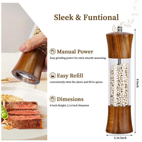 XWXO crystal-clear acrylic mills showcase spices, blending modern style with practical visibility.