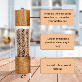 XWXO 8-inch grinders with wooden caps and ceramic core for consistent grinding