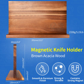 XYJ double-sided magnetic knife block in wood provides easy access and high storage capacity