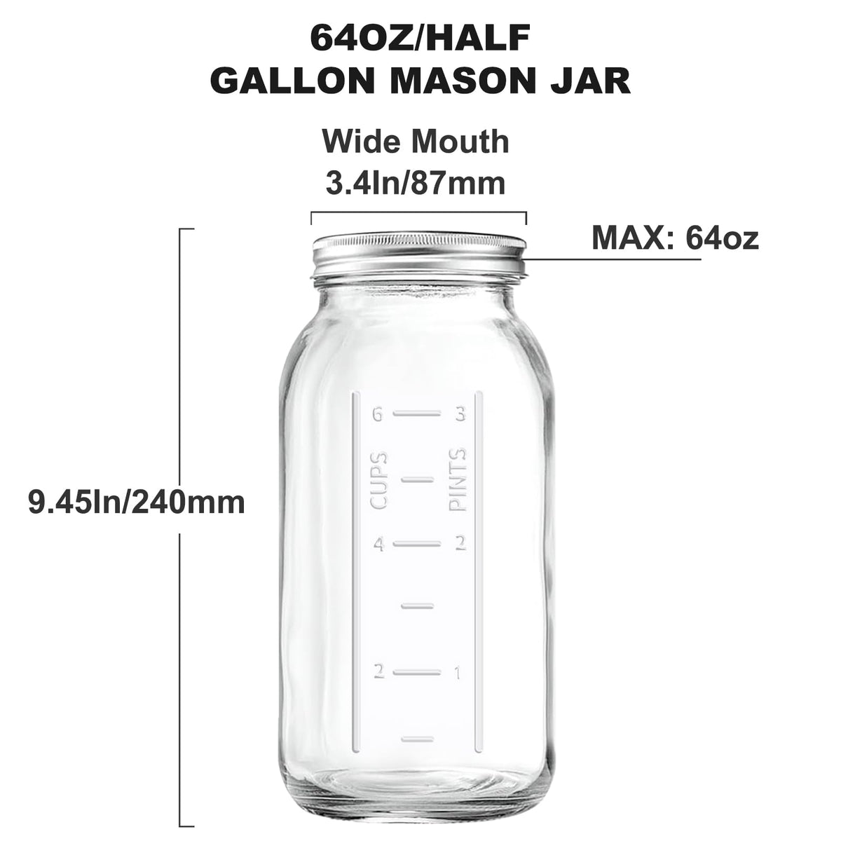 Xylanor 64oz jar with metal seal lid preserves contents.