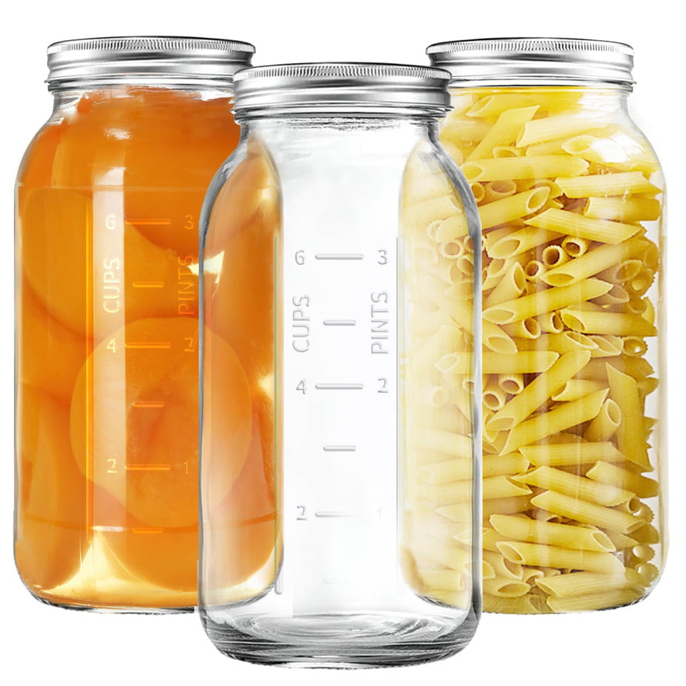 Xylanor 64oz wide-mouth mason jar with lid for canning and long-lasting storage.