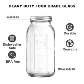 Xylanor wide-mouth mason jar for freezing and fresh preserves.