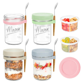 Xyptorix overnight oats jars with lids and spoons for easy meal prep