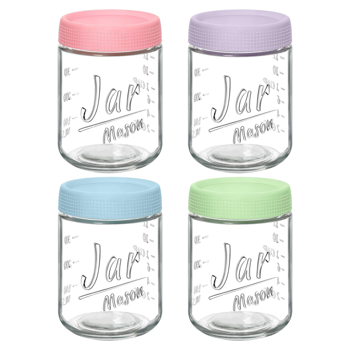 Xyptorix 4-pack 16oz overnight oats containers showing measurement marks for portion control.