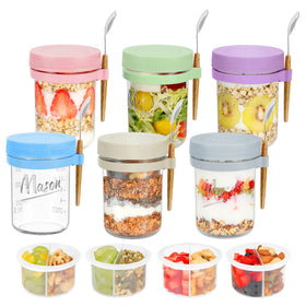 Xyptorix 6-pack overnight oats containers with lids for organized meal prep.