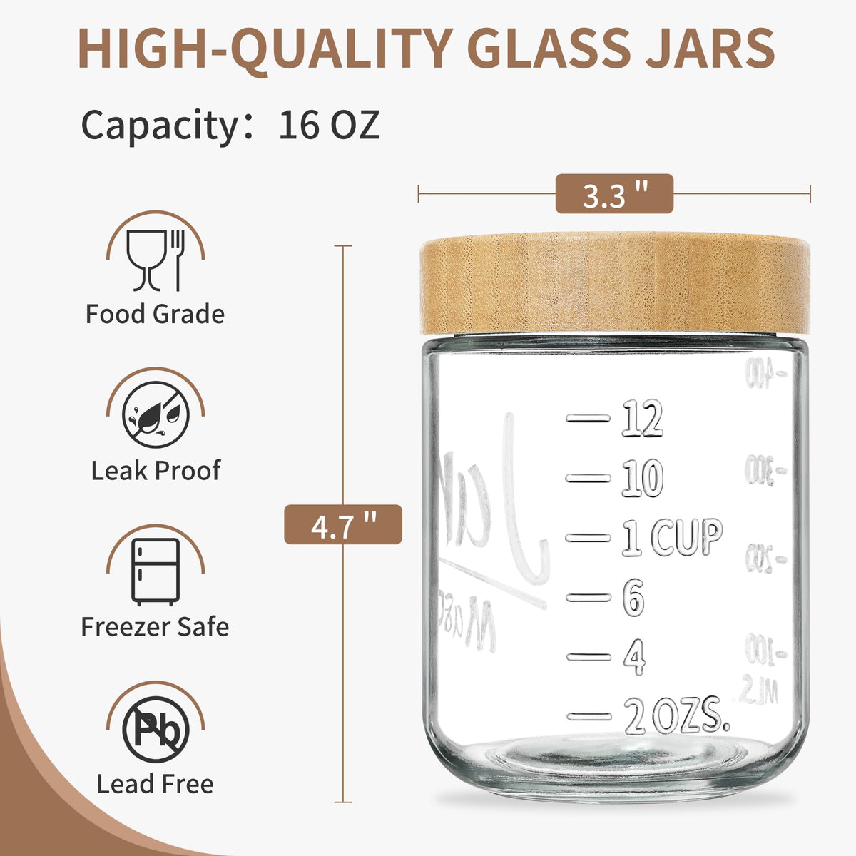 Xyptorix bamboo lid leakproof jar with silicone seal for travel