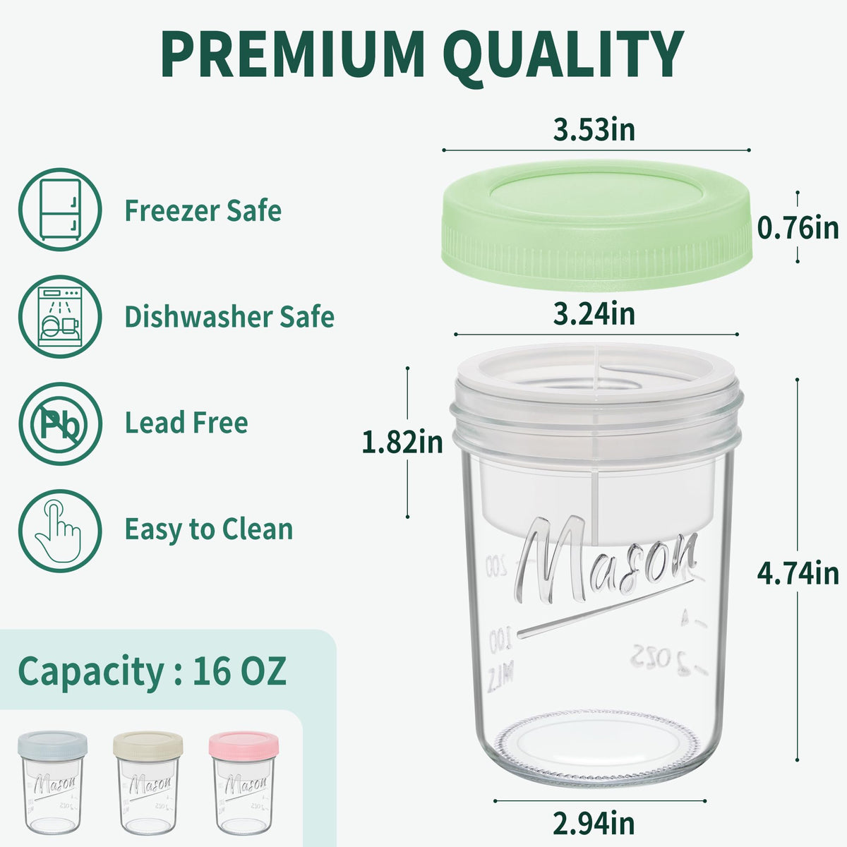 Xyptorix dishwasher-safe glass jar suitable for fridge and dishwasher