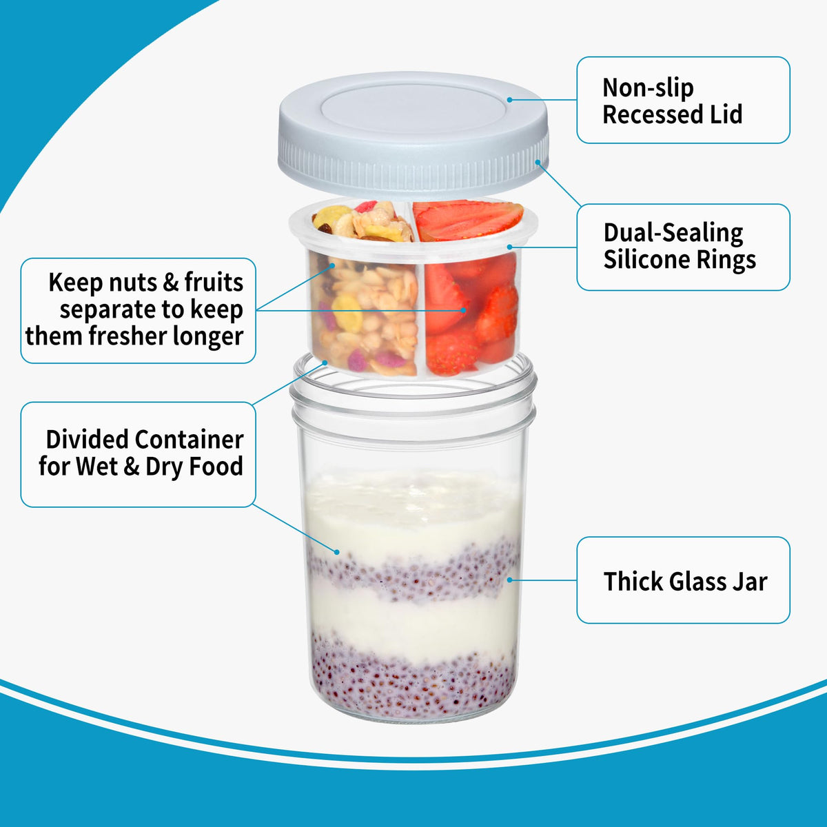 Xyptorix fridge-friendly design saves space with stackable lids