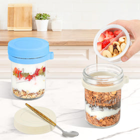 Xyptorix jars with removable compartments keep dry and wet ingredients separate.