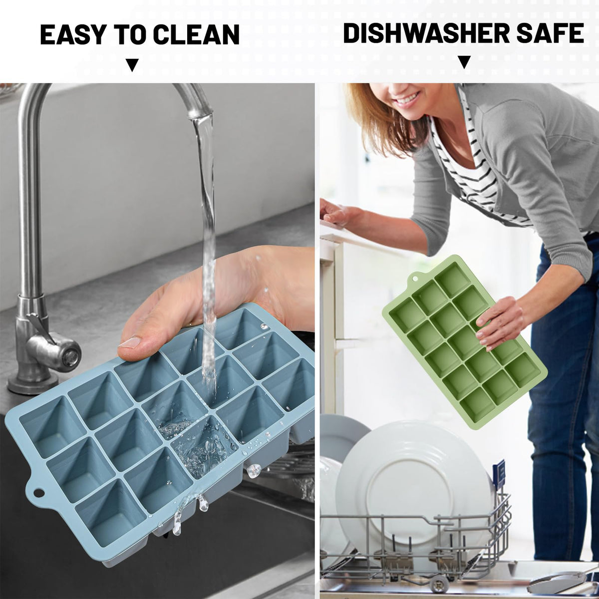 Xyuetia dishwasher-safe silicone trays for easy cleaning.