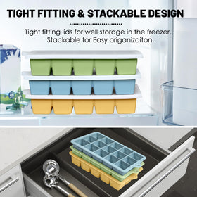 Xyuetia easy-release silicone tray releasing cubes by pushing from bottom.