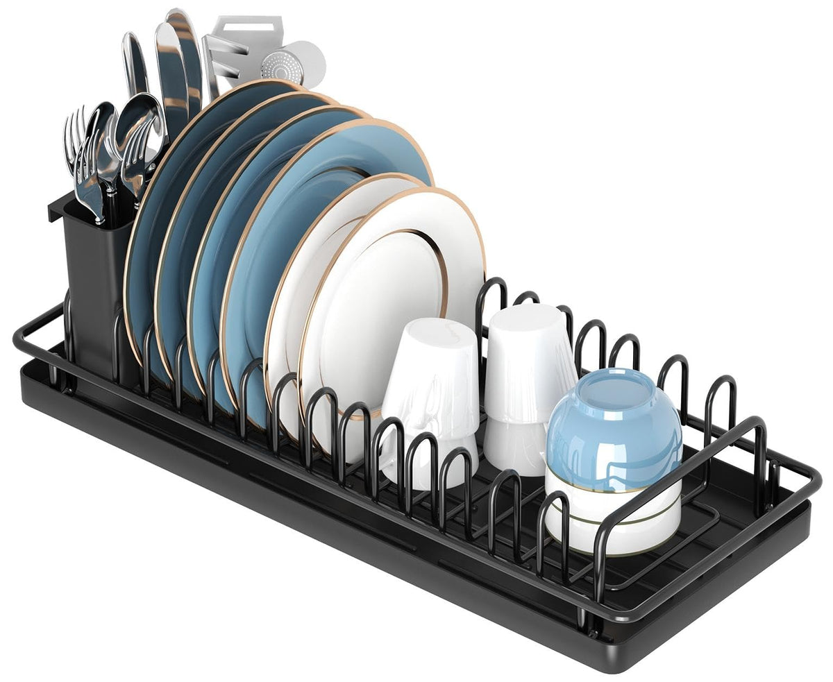 XYZLVSI compact dish rack placed over the sink showing space saving.