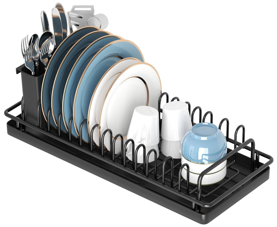 XYZLVSI compact dish rack placed over the sink showing space saving.