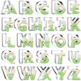 Xzhloym Alphabet Cutters large 3-inch set for perfect cookies and fondant shapes.